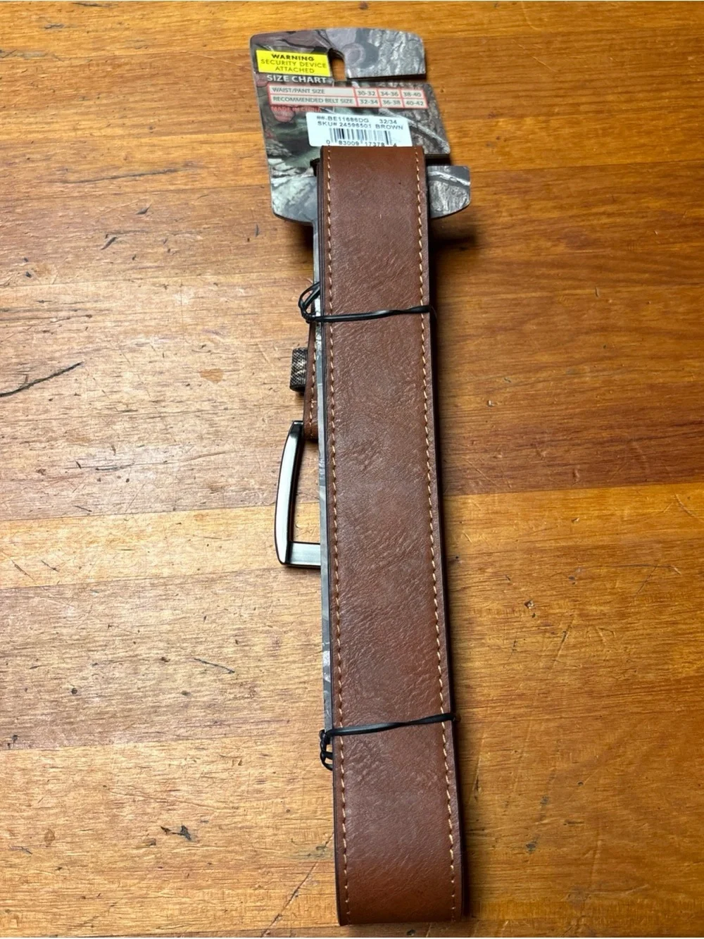 Mossy Oak Brown Faux Leather Men's Belt with Matte Black Buckle